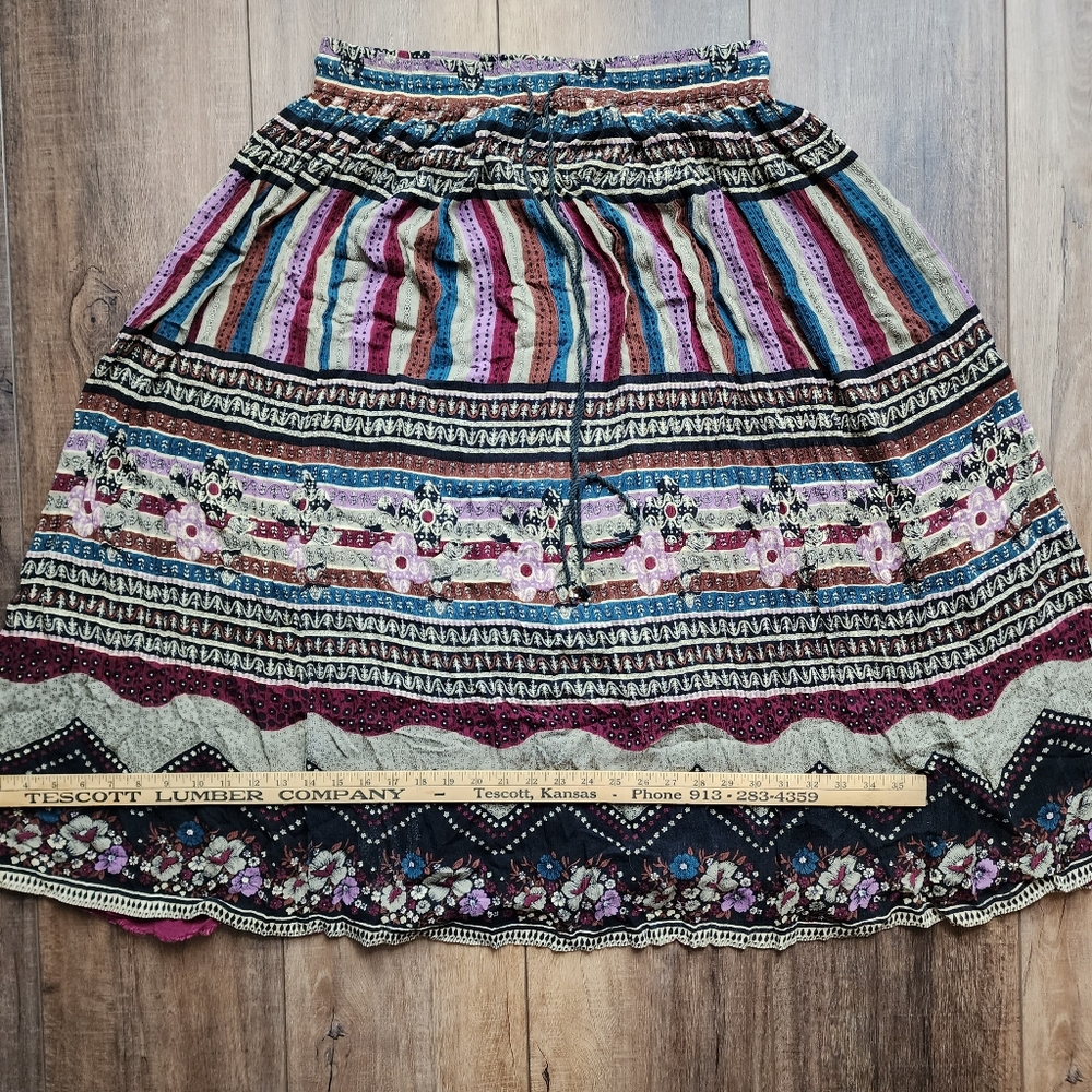 Boho Patterned Drawstring Skirt Size Large, Adjus… - image 6